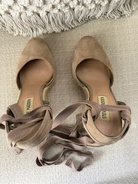 Steve Madden Taupe Suede Ankle-Tie D'Orsay Heels